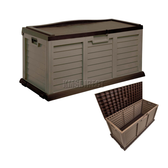 Starplast Outdoor Garden Storage Utility Chest Cushion Box Case 440L Sit-On Lid