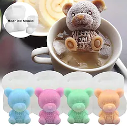 Bear Ice Cube Tray Mold Household Ice Maker Silicone Box Coffee Ice Cream Mould Bear Cartoon Whiskey Wine Drink Coffee Decor Lightinthebox