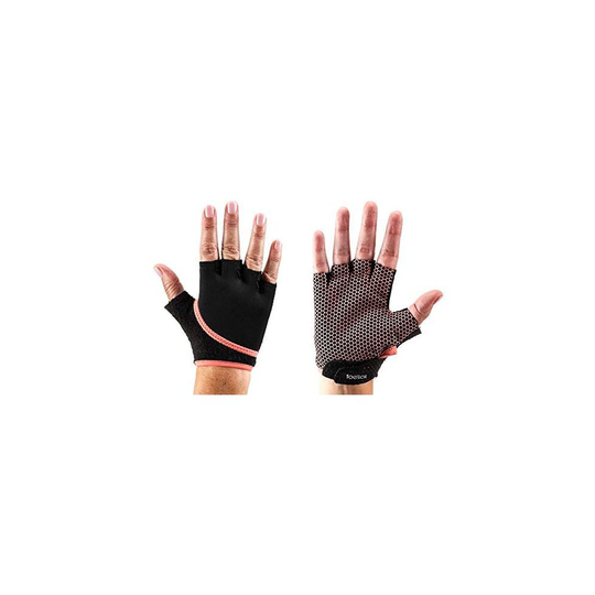 (S) ToeSox Grip Gloves Half Finger Design Yoga Pilates & Multiple Workouts - Coral