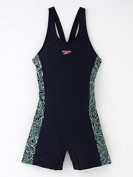 Boys, Speedo Kids Printed Leaderback Legsuit - Black , Black, Size 5-6 Years