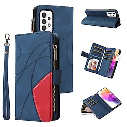 Phone Case For Samsung Galaxy Wallet Card A73 A53 A33 S22 Ultra Plus S21 FE S20 A72 A52 A42 Flip Zipper with Wrist Strap Solid Colored PU Leather Lightinthebox