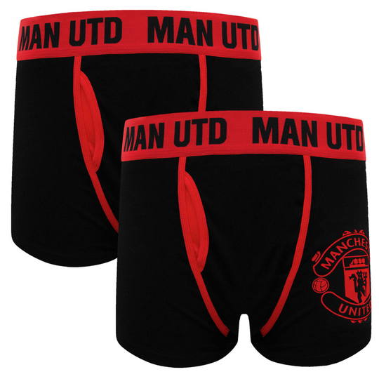 (Red 2 Pack, Large) Manchester United FC Official Football Gift Mens Crest Premium Boxer Shorts