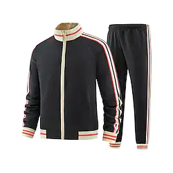 Men's Tracksuit Sweatsuit 2 Piece Full Zip Athletic Winter Long Sleeve Thermal Warm Breathable Moisture Wicking Fitness Running Jogging Sportswear Activewear Color Block Black Army Green Dark Navy Lightinthebox