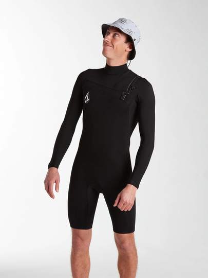 Men's Volcom Modulator 2/2 mm Long Sleeve Chest Zip Spring Wetsuit - Black