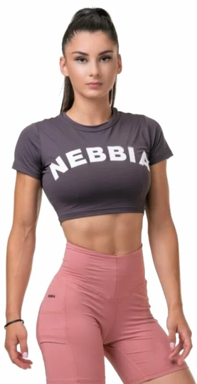 Nebbia Short Sleeve Sporty Crop Top Marron S