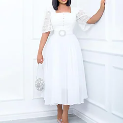 Audrey Hepburn 1950s Dress Masquerade Flare Dress Women's Costume Vintage Cosplay Party / Evening Midi Plus Size Dress Masquerade Lightinthebox
