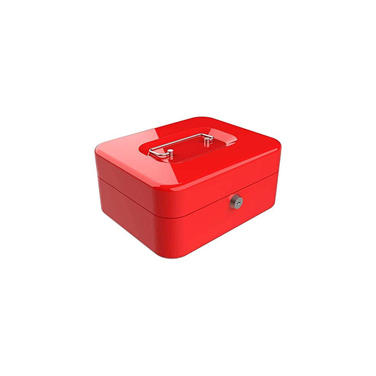 (8") Red Money Cash Box Locking Safe with 2 Keys
