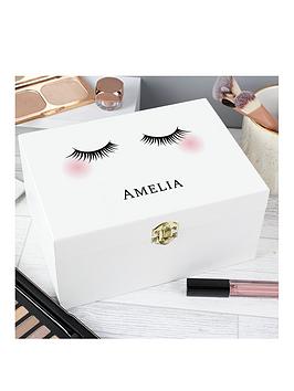 The Personalised Memento Company Personalised Eyelashes Wooden Make Up Box - A Perfect Gift, One Colour, Women