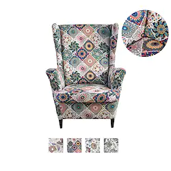 Stretch Wing Chair Slipcover Elastic Sofa Covers Wingback Armchair Covers with Floral Pattern Furniture Protector for Living Room Strandmon Chair Cover Lightinthebox