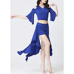 Belly Dance Activewear Skirts Ruffles Pure Color Women's Performance Daily Wear Half Sleeve High Milk Fiber Lightinthebox