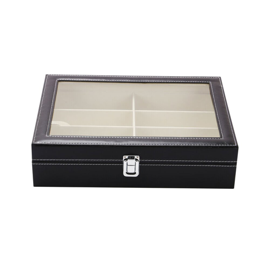 PU Leather 8 Grid Sunglasses Glasses Storage Display Case Box