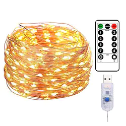 20M 200LED Copper Wire String Lights Outdoor Fairy Lights USB Plug-in Lights With 8 Modes Lights Waterproof Remote Control Timer Christmas Wedding Birthday Family Party Room Lightinthebox