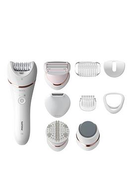 Philips Epilator Series 8000 Wet & Dry Cordless Epilator with 9 accessories BRE740/11, One Colour, Women