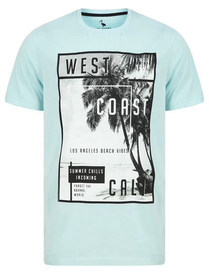 T-Shirts WC Cali Motif Cotton Jersey T-Shirt in Omphalodes Blue - South Shore / S - Tokyo Laundry
