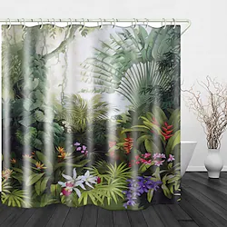 Tropical Plants Printed Waterproof Fabric Shower Curtain Bathroom Home Decoration Covered Bathtub Curtain Lining Including hooks. Lightinthebox