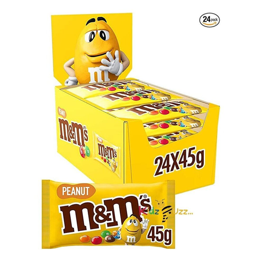 M&M's Peanut Chocolate Bulk Box, Chocolate Gifts 24 Packs of 45g