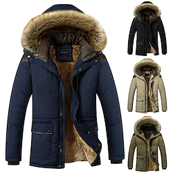 Men's Winter Coat Parka Casual Daily Winter Fall Regular Coat Slim Windproof Warm Quick Dry Vintage Style Casual Daily Windbreaker Jacket Long Sleeve Color Block Pure Color Slim Fit Black Blue Khaki Lightinthebox