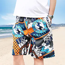 Men's Swim Shorts Swim Trunks Board Shorts Elastic Waist Graphic Comfort Breathable Short Casual Holiday Beach Streetwear Stylish Azure Black / White Lightinthebox