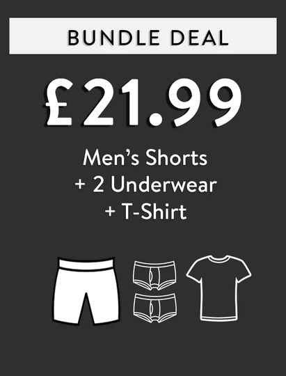 Custom Bundle Bundle Deal - Men's Shorts + T-Shirt + 2 Underwear for £21.99 / Inventory - Tokyo Laundry