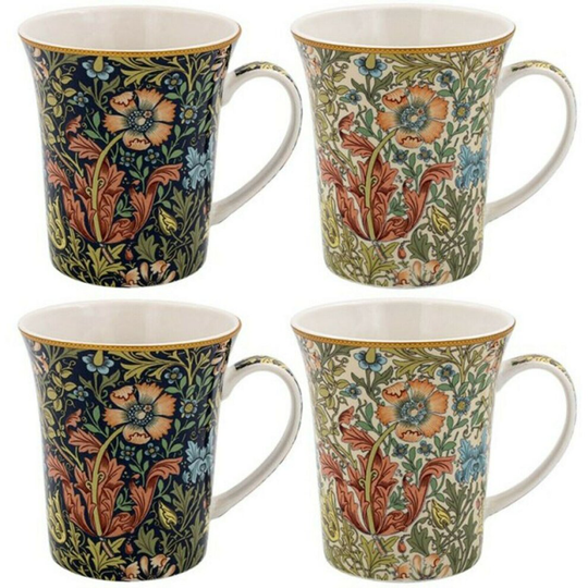 Set Of 4 Floral Design Fine China Mugs Coffee Mug Set William Morris Compton