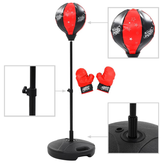 vidaXL Kids' Punching Ball Set with Gloves Tall 87-120cm Black Pump Boxing Bag