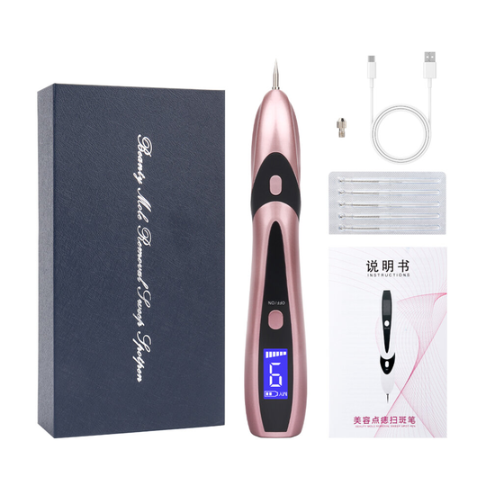 (pink with box) Laser Mole Plasma Remover Pen Wart Freckle Tag Nevus Dark Age Sweep Spot Tattoo