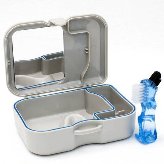Denture Storage Case with a Mirror & Brush~Dental Retainer Box