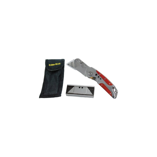 Folding Lock-back Utility Knife - Wooden Grip - folding utility knife blades included lock back holder new stainless steel lockback cutter amtech 6