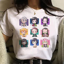 Inspired by Demon Slayer Kamado Nezuko Agatsuma Zenitsu Kamado Tanjiro Cartoon Manga Back To School Print Harajuku Graphic Kawaii T-shirt For Men's Women's Adults' Hot Stamping Polyester / Cotton Lightinthebox