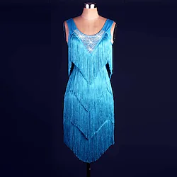 Latin Dance Dress Crystal / Rhinestone Ruffles Women's Performance Sleeveless Spandex Lace Lightinthebox