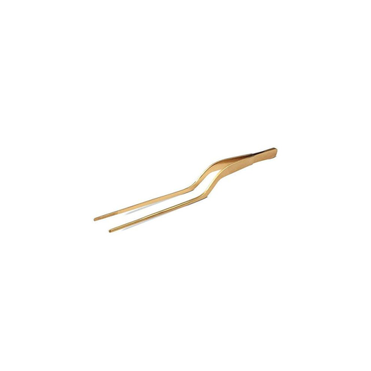 JB Prince Gold Offset Fine Tip Tweezer - 7.8-in