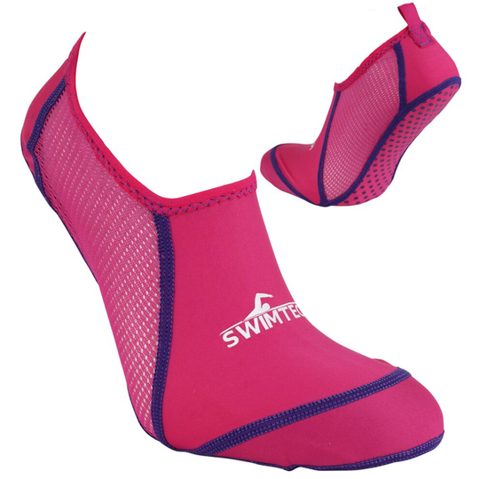 (Pink) SwimTech Feet Foot Protection Breathable Anti-Slip Sole Swimming Pool Sock (2020)