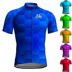 Men's Cycling Jersey Short Sleeve Bike Jersey Top with 3 Rear Pockets Mountain Bike MTB Road Bike Cycling Breathable Quick Dry Moisture Wicking Reflective Strips Green Purple Yellow Polyester Spandex Lightinthebox