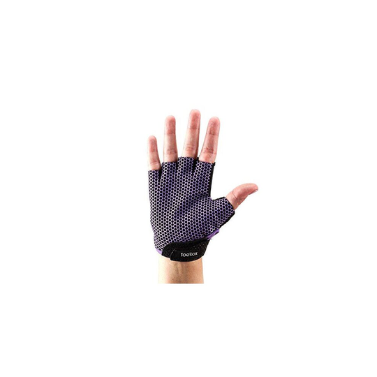 (M) ToeSox Grip Gloves Half Finger Design Yoga Pilates & Multiple Workouts - Purple