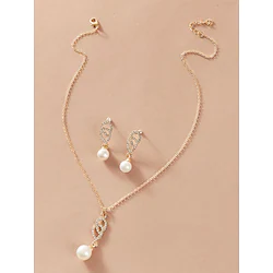 Bridal Jewelry Sets Two-piece Suit Pearl Chrome 1 Necklace Earrings Women's Elegant Fashion European Cute Cool Vintage Style Precious irregular Jewelry Set For Party Wedding Gift / Engagement Lightinthebox
