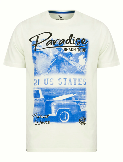 T-Shirts Beach Tour Motif Cotton Jersey T-Shirt in Snow White - South Shore / S - Tokyo Laundry