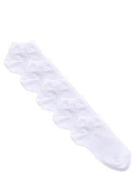 Everyday 5 Pack Unisex Trainer Liner Socks - White, White, Size 4-6.5 Older, Women