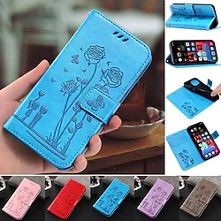 Phone Case For Samsung Galaxy Wallet Card A53 S22 Ultra Plus S21 FE S20 Samsung A13 5G Shockproof Dustproof Card Holder Slots Solid Colored Flower PU Leather Lightinthebox