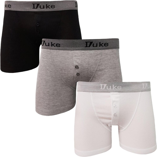 (Medium, Black/Grey/Navy) Duke London Mens Driver Boxer Shorts (Pack Of 3)