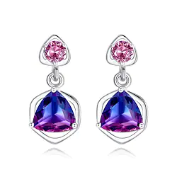 Women's Purple Pink Synthetic Diamond Stud Earrings Fine Jewelry Geometrical Precious Stylish Simple S925 Sterling Silver Earrings Jewelry Purple For Party Gift 1 Pair Lightinthebox