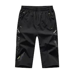 Men's Athletic Shorts Casual Shorts Capri Pants Stretch Shorts Pocket Elastic Waist Plain Comfort Quick Dry Calf-Length Casual Daily Holiday Streetwear Stylish Black White Lightinthebox