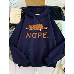 Inspired by Animal Cat nope Hoodie Cartoon Manga Anime Front Pocket Graphic Hoodie For Men's Women's Unisex Adults' Hot Stamping 100% Polyester Casual Daily Lightinthebox