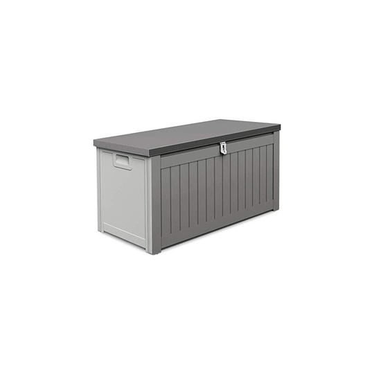 Suntime Ontario 190L Outdoor Plastic Garden Furniture Storage Box With Gas Lift Lid, 96 x 45 x 49cm - Grey