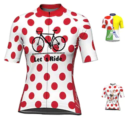 21Grams Women's Cycling Jersey Short Sleeve Bike Top with 3 Rear Pockets Mountain Bike MTB Road Bike Cycling Breathable Quick Dry Moisture Wicking Reflective Strips Yellow Red Blue Graphic Polka Dot Lightinthebox