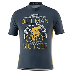 21Grams Old Man Men's Short Sleeve Cycling Jersey Summer Polyester Funny Bike Jersey Top Mountain Bike MTB Road Bike Cycling Breathable Quick Dry Moisture Wicking BlueOrange BlueYellow BluePink Lightinthebox