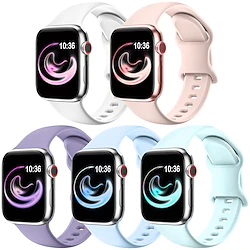 5 Pack Bands Compatible with Apple Watch Band 38mm 40mm 41mm 42mm 44mm 45mm 49mm Women Men, Soft Silicone Sport Replacement Strap Compatible with iWatch Series 8 7 6 5 4 3 2 1 SE Lightinthebox