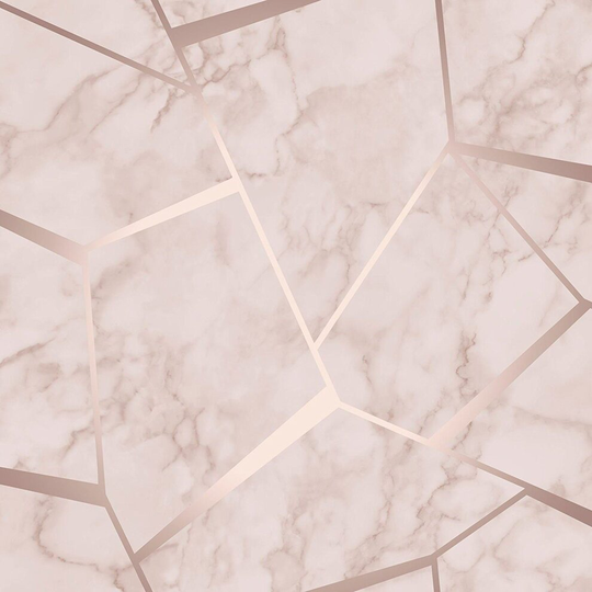 Fractal Marble Wallpaper Granite Cloudy Metallic Rose Gold Luxury Fine Decor