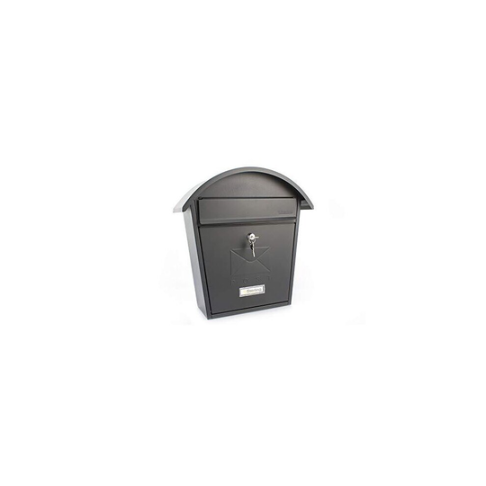 Sterling MB06BK Classic 2 Wall Mounted Galvanised Steel Lockable Weatherproof Post Box Black-36x38x13cm, Matt Black, 364x380x134mm