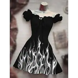 Inspired by The Nightmare Before Christmas Jack Skellington Dress Cartoon Manga Anime Harajuku Graphic Kawaii Dress For Women's Adults' 3D Print 100% Polyester Lightinthebox