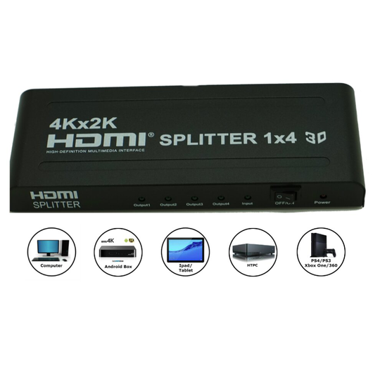 HDMI 4 Way Splitter 1080p 4K HDTV SKY Box PS4 Virgin